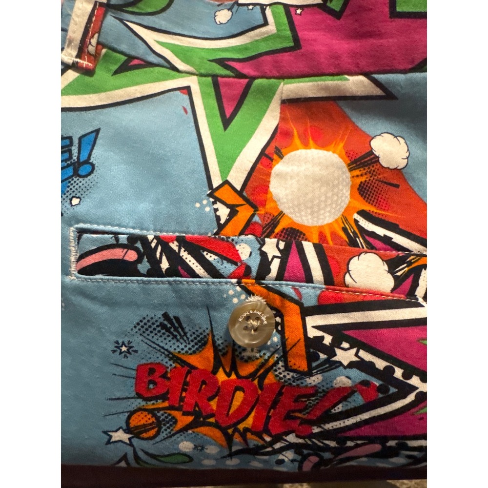 Royal & Awesome Mens Golf Pants Comic Book‎ Partoon Print Blue Men 36X30 - Picture 11 of 11